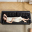 Canapé 3 places Mid-Century moderne en cuir, canapé en cuir noir pour le salon-528240845