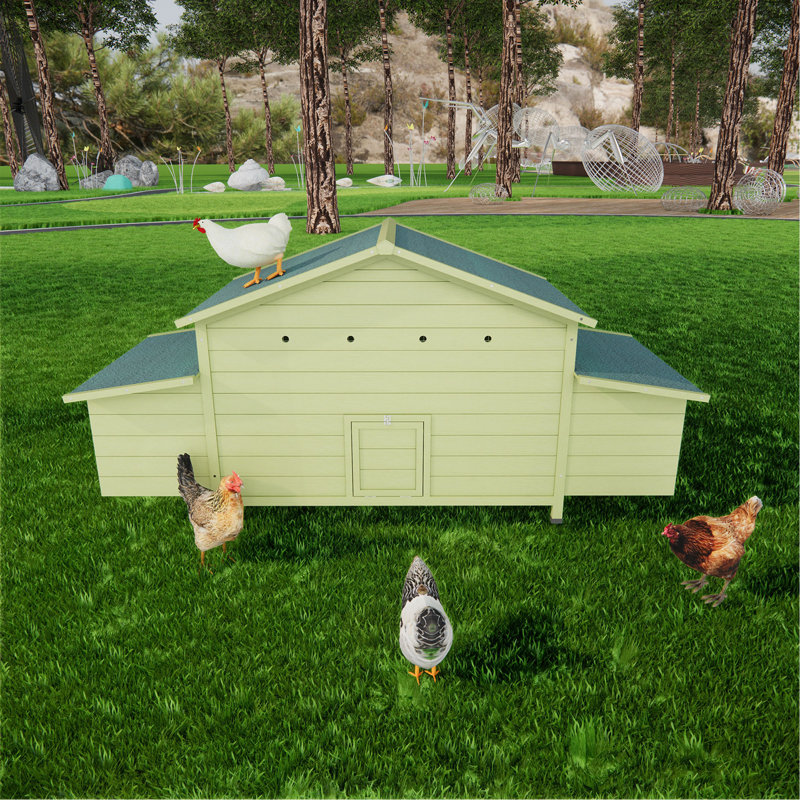 Grande cage à poulets pour l'extérieur avec poulailler en bois de 11,12 pi² avec 2 portes en libre parcours, 2 nichoirs, perchoir à l'intérieur