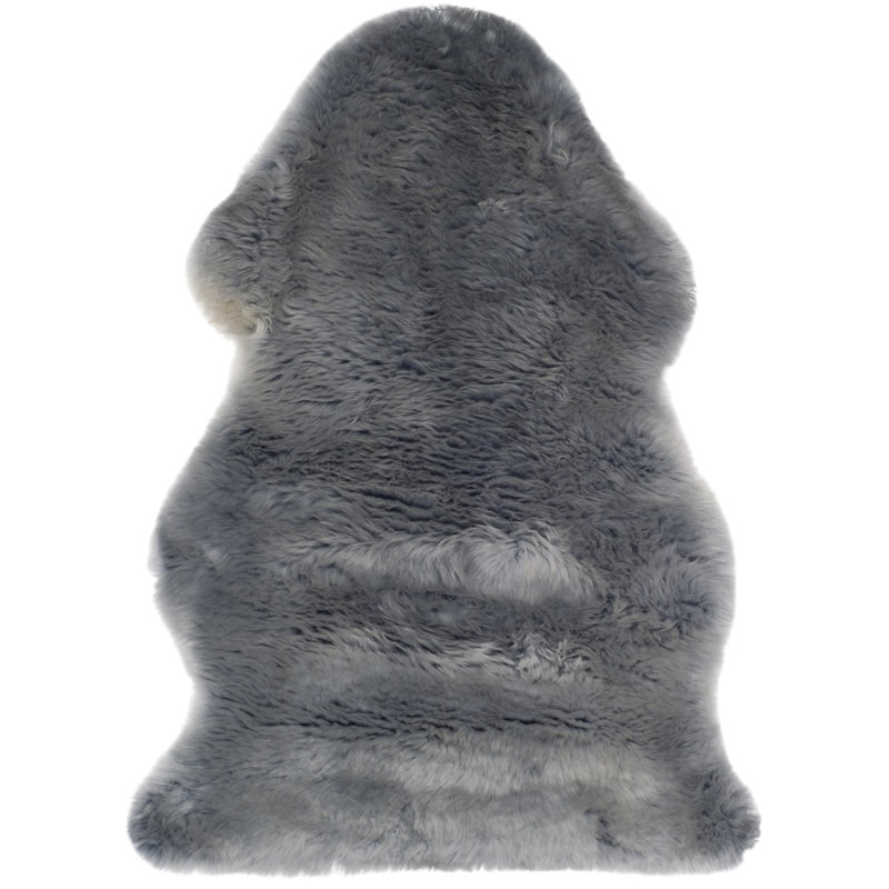 Solid Colour Sheepskin Area Rug, Rectangle 61 x 91 cm