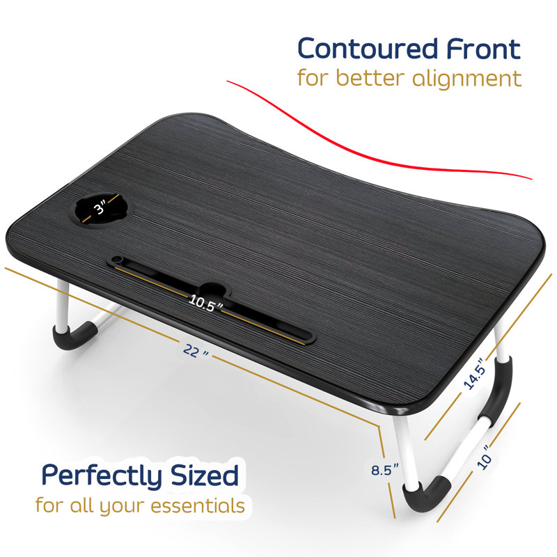 Nestl Large Black Foldable Laptop Desk with Cup Holder