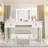 Mirrored Vanities Desk with Drawers, Bedroom Makeup Vanity Table Set with Mirror and Stool, Flip Up Dressing Table for Bedroom/Makeup Room, Working Desk Furniture Combo