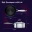 Circulon Clad Stainless Steel Saucepan with Glass Lid and Hybrid SteelShield Nonstick, 2-Quart