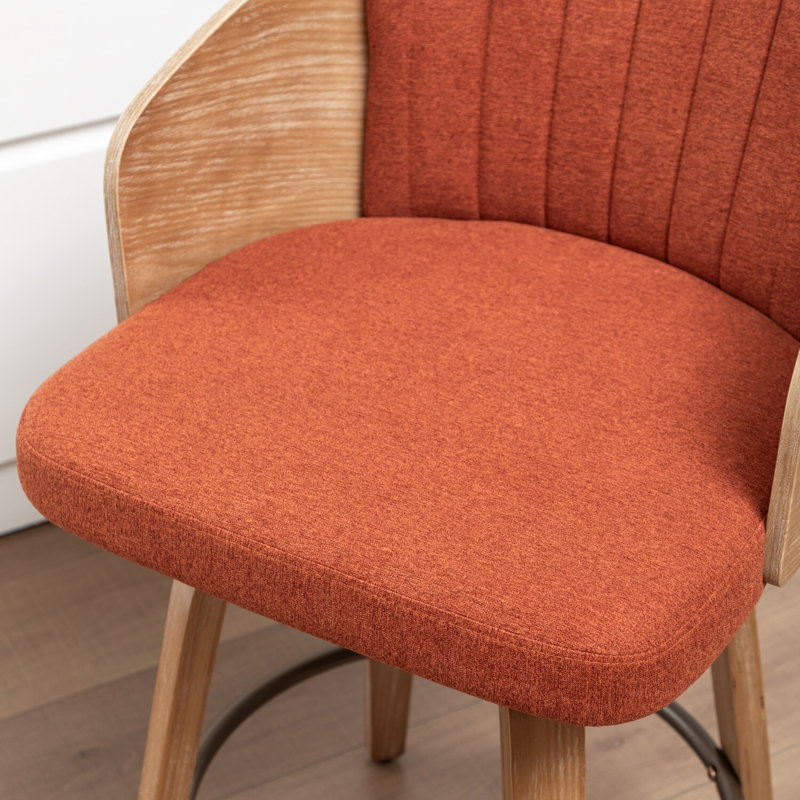 Verna Swivel Wooden Bar Stools, RUST, Set of 2, 64.5cm