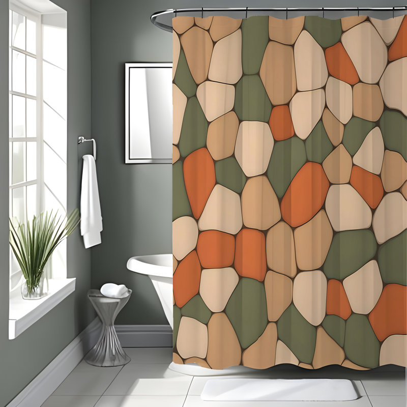 Rideau de douche avec tapis de bain, H 72 po x l 70 po