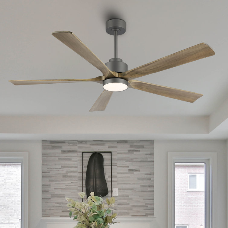 60" Bascio 5 - Blade LED Standard Ceiling Fan with Remote Control and Light Kit Included