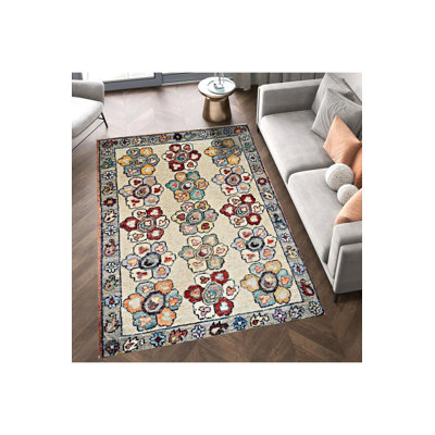 Tapis décoratif traditionnel multicolore lavable à la machine