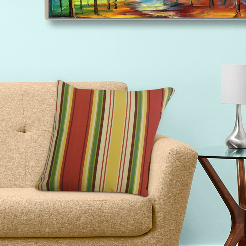Oreiller Phomello, 18 po x 18 po, Coussin décoratif, Rouge / Vert / Jaune