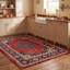 Tapis Myrtle Traditional Medalle de style persan, bleu marine, orange, or, vert, crème, ivoire, lavable à la machine, antidérapant, à poils courts, idéal pour l'intérieur et l'extérieur, adapté aux animaux de compagnie, pour salon, chambre, salle à manger, entrée, couloir, bureau-646703461