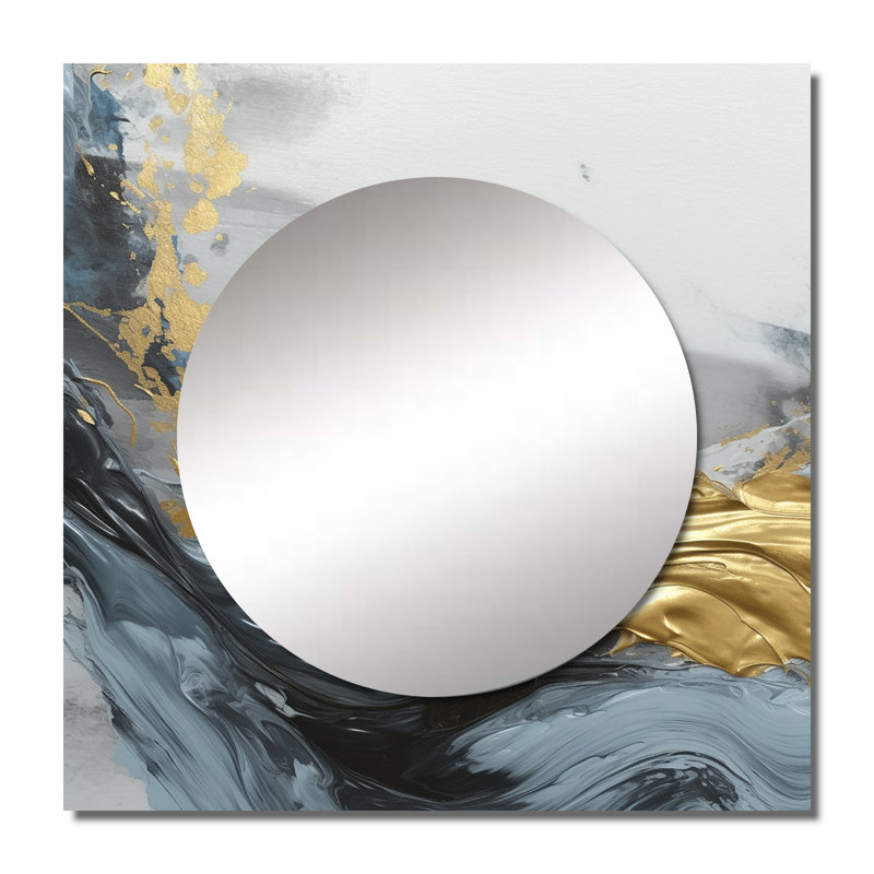 Izana - Miroir carré abstrait en marbre pour décoration murale, 23 po x 23 po