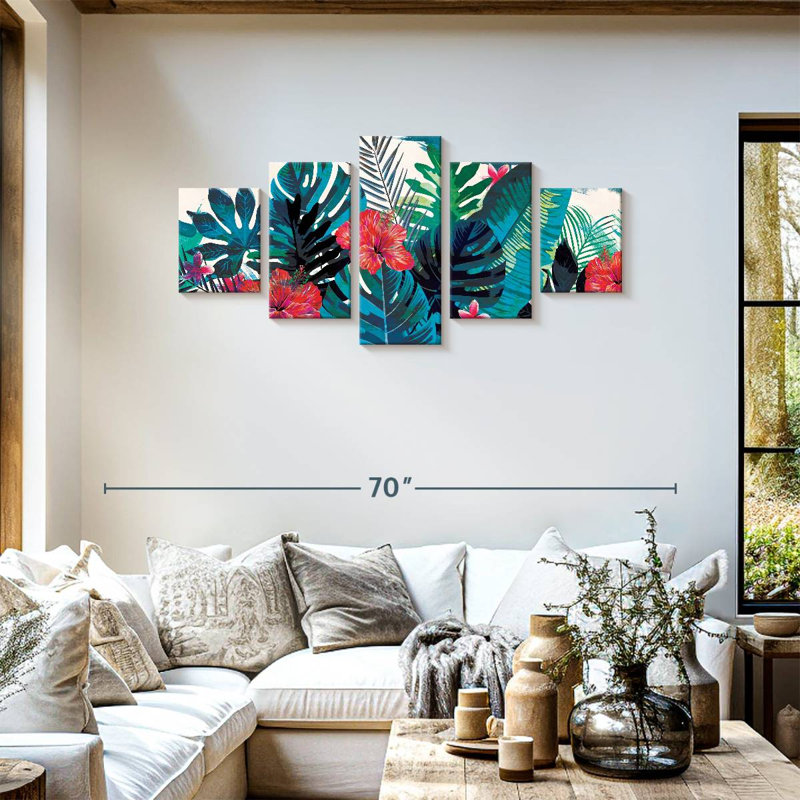 «Hibiscus Patch», reproduction sur toile, H 24 po x l 55 po x P 1,25 po