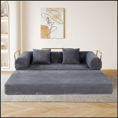 Canapé-lit pliable et polyvalent en mousse à mémoire de forme avec revêtement en fausse fourrure, idéal pour les petits espaces et l'hébergement d'invités.