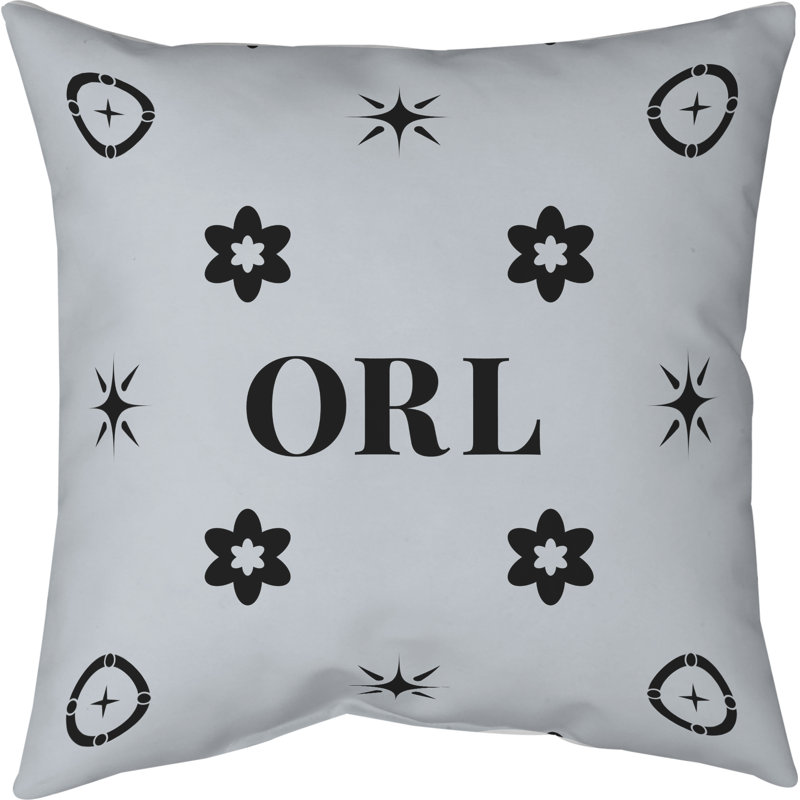 Coussin en coton Orlando, Orlando noir argent, Oreiller en sergé de polyester, 18 pouces x 18 pouces