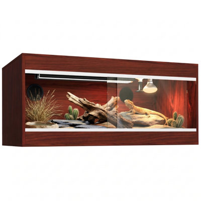 Officesimpli 180 Gallon 72 X 24 X 24 Inch Large Reptile Enclosure Terrarium With Sliding Acrylic Doors, Ventilated Hard Top And Light & Heating Sockets, Made In USA