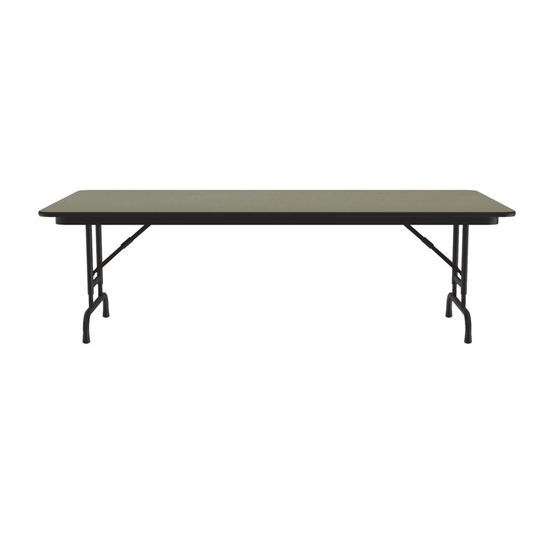 Savannah Sand 60" Rectangular Laminate Folding Table with Adjustable Black Steel Legs