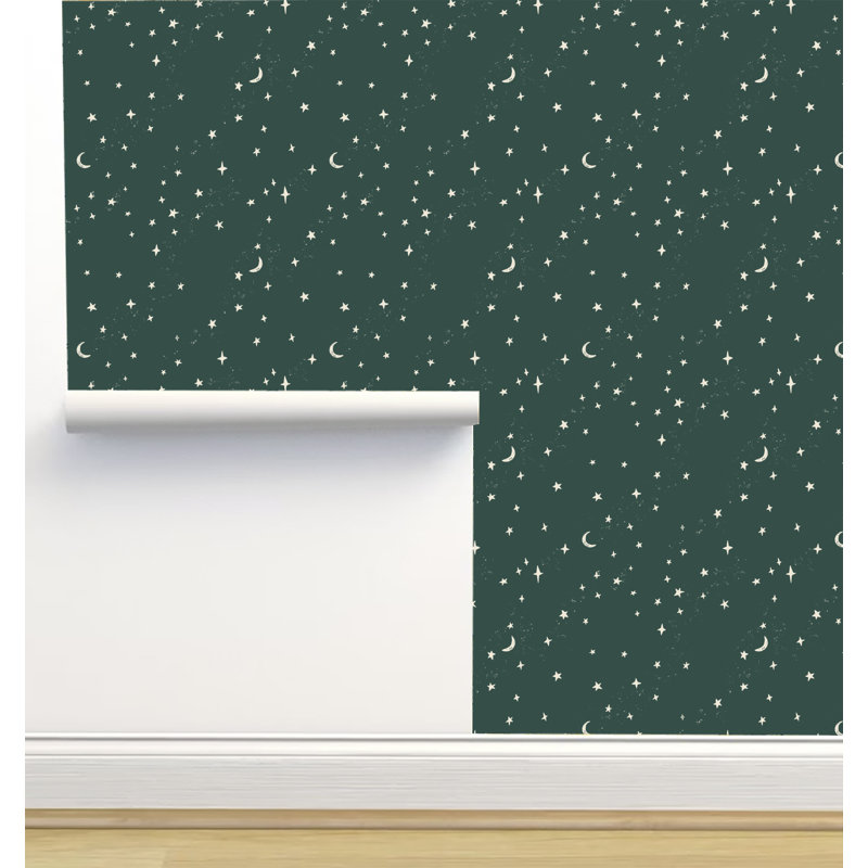Rouleau de papier peint auto-adhésif texturé L 12 pi x l 2 po Erin Kendal Designs, Nuit étoilée univers