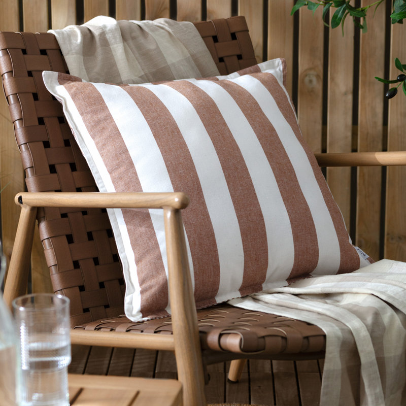 Paniagua Indoor / Outdoor Striped Square Throw, Polyester, Brown