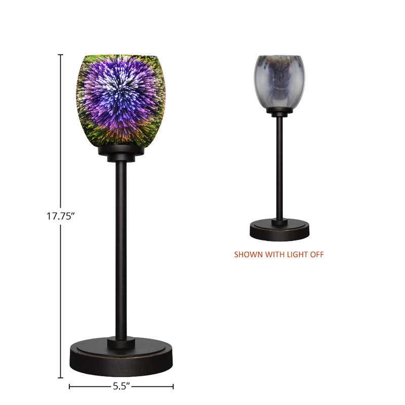 Aneka Accent Lamp Shown In Dark Granite Finish With 5" Silver Fire Glass, Silver