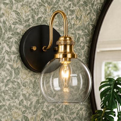 Yedidalga 1-Light Dimmable Black/Copper Armed Sconce