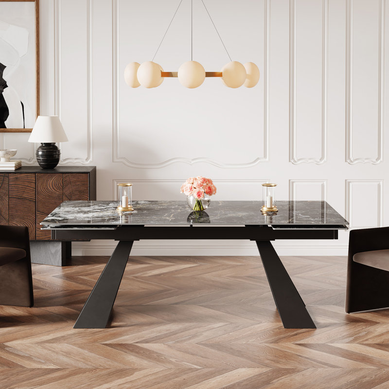 Table de salle à manger extensible Ammerman, Onyx noir