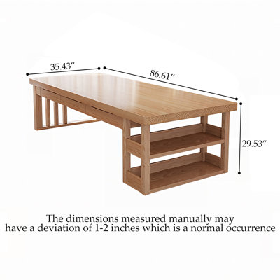 86.61"Modern Minimalist Solid Wood Slab Table with Storage, Large Office Desk