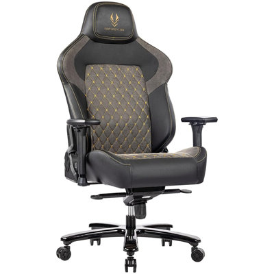 Big and Tall Gaming Chair 440LBS Chaise de jeu avec base en métal et mousse à mémoire de forme avec accoudoirs lombaires 4D Fauteuil d'ordinateur ergonomique pour personnes lourdes Fauteuil d'ordinateur ergonomique à haut dossier