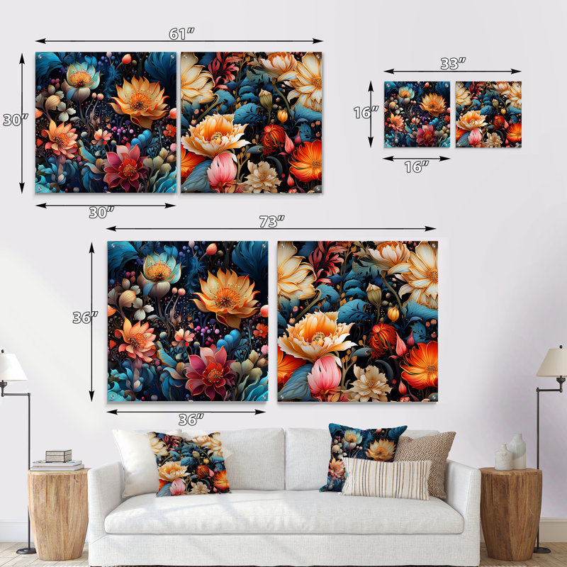 Hartigan - Ensemble de 2 art mural en verre acrylique, H 16 po x l 33 po