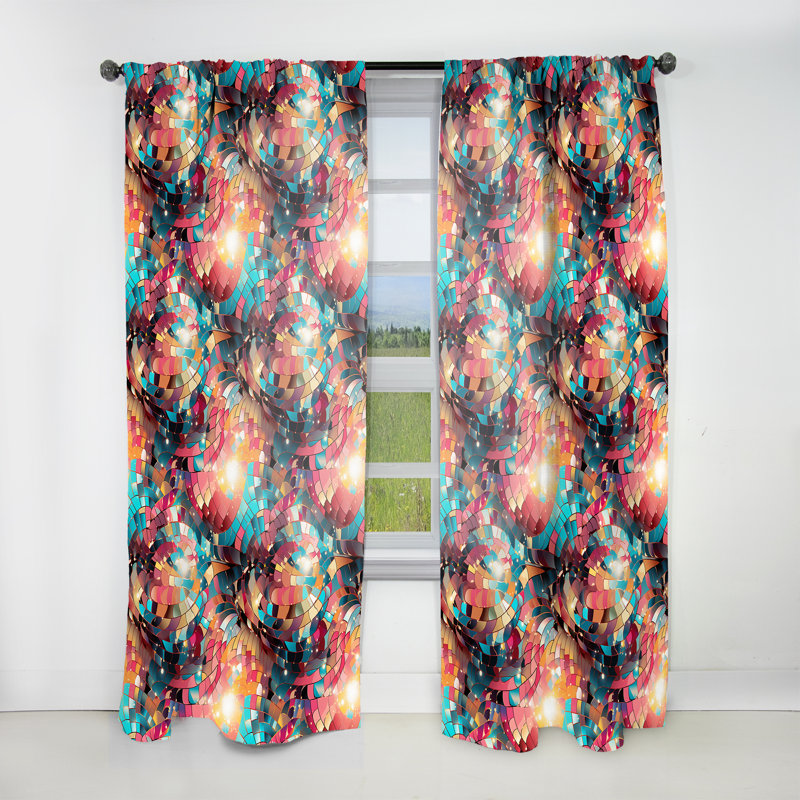 Popart Digital Disco Dance - Abstract Curtain - Room Darkening Geometric Shapes Curtain - 1 Panels, 52" W x 90" L