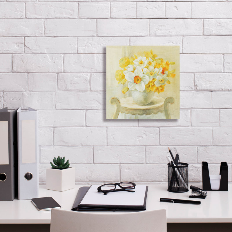  'Mixed Narcissus On White' by Danhui Nai Canvas Wall Art, 12'' H x 12'' W
