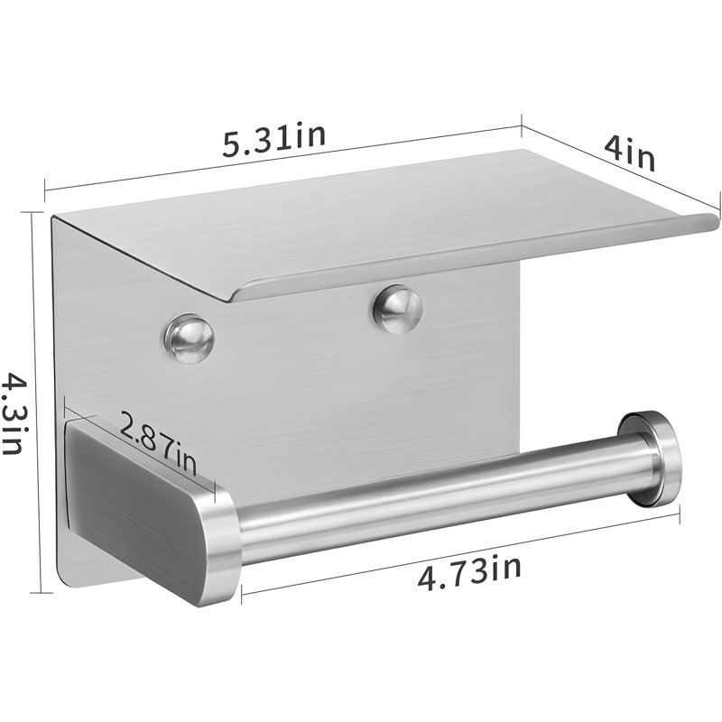 Stainless Steel Wall Mounted Toilet Paper Holder with Shelf