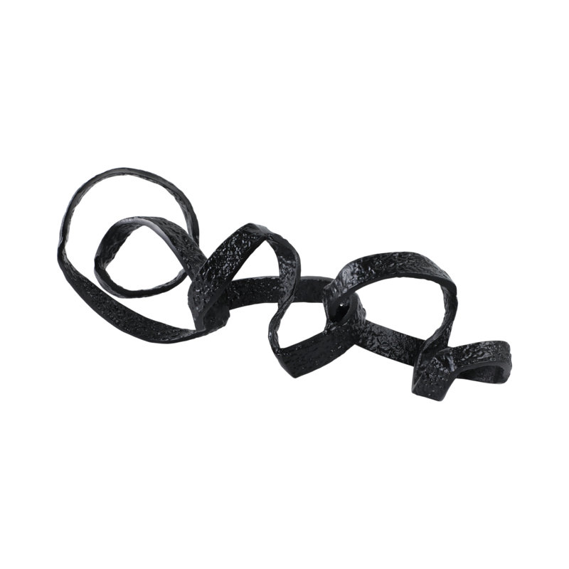 Darrah Metal Swirly Table Object, Novelty, Black, 8" H x 27" W x 9.5" D