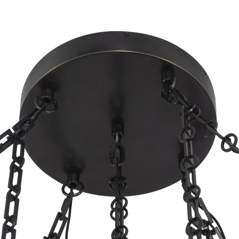 Mineral 5-Light Brass dimmable LED Chandelier, Opal Glass, Oil Rubbed Bronze