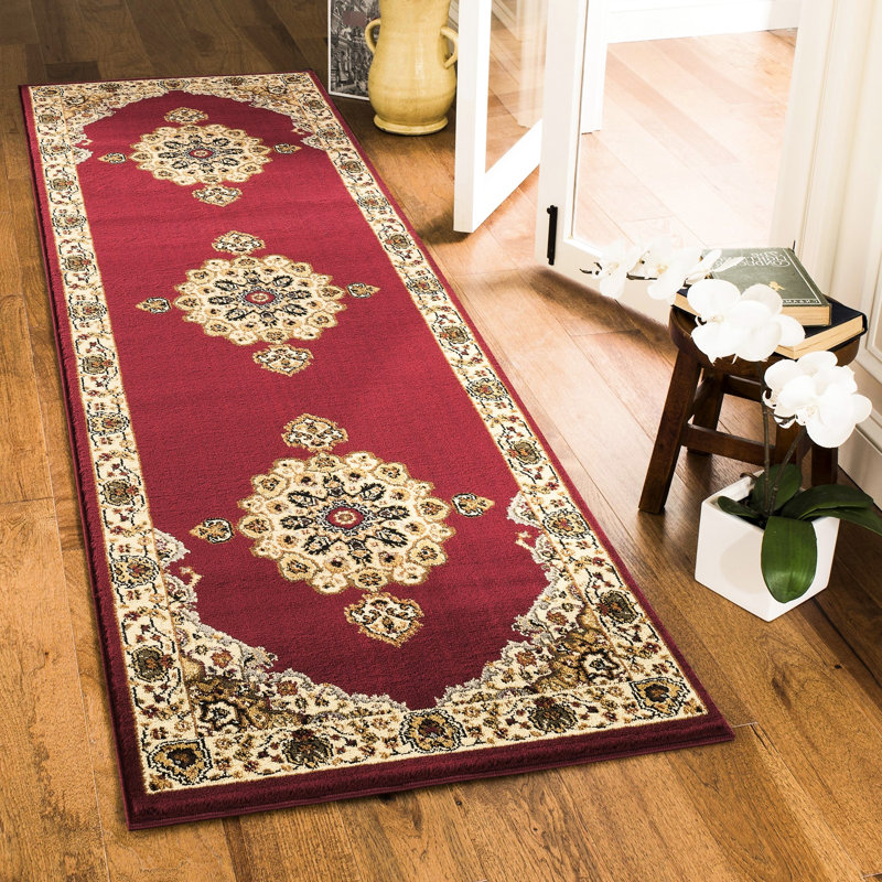Classic Red Area Rug 2 Ft. 7 In. X 3 In., Polypropylene With Medallion Pattern