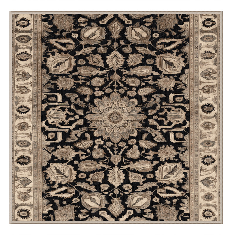 Tapis beige lavable à la machine, Carré 6 pi