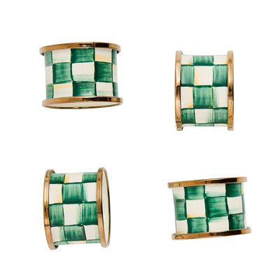 Emerald Check Napkin Rings