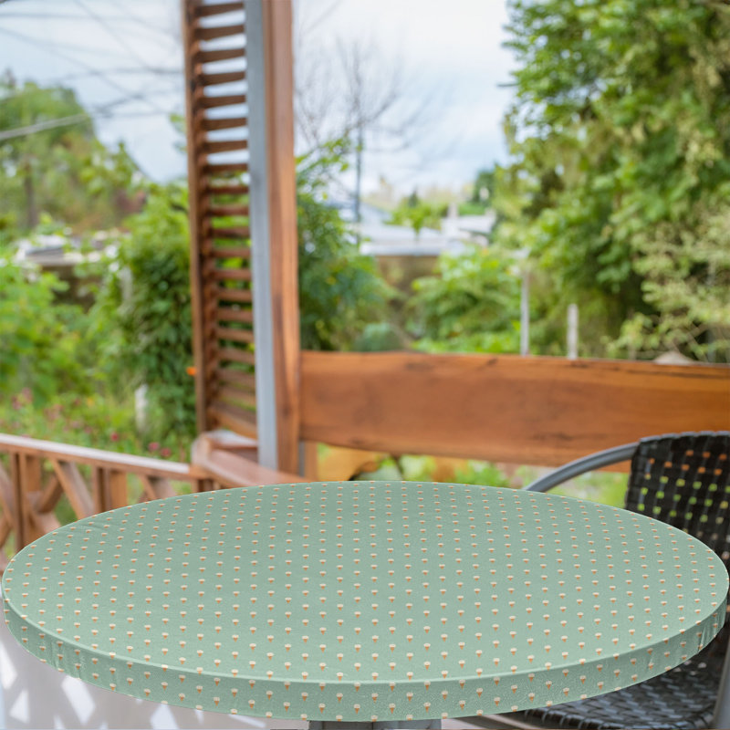 Ambesonne Ice Cream Fitted Round Tablecloth Almond Green Eggshell