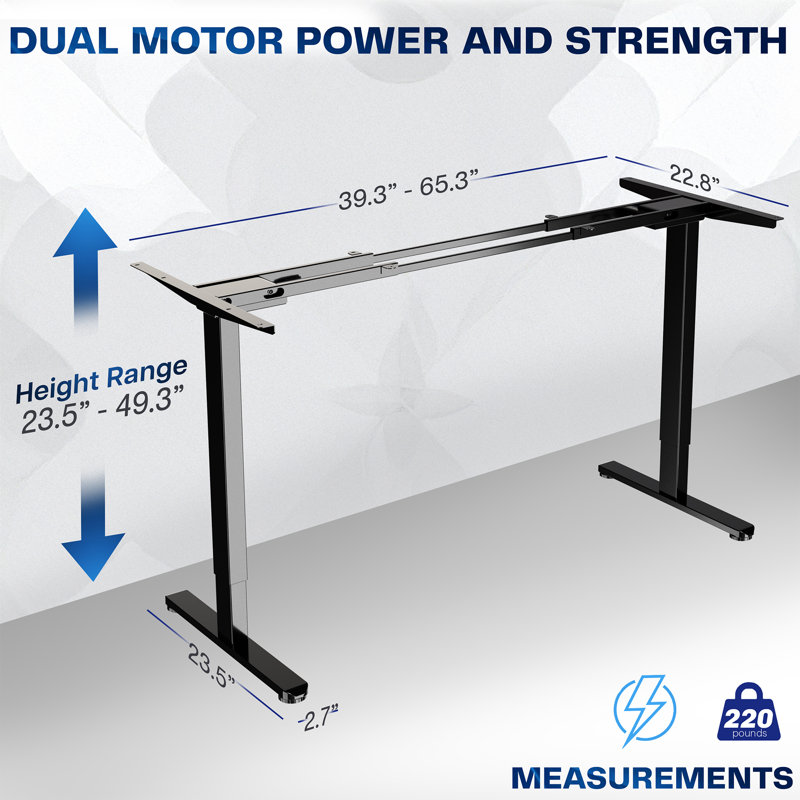 Black Electric Dual Motor Desk Frame