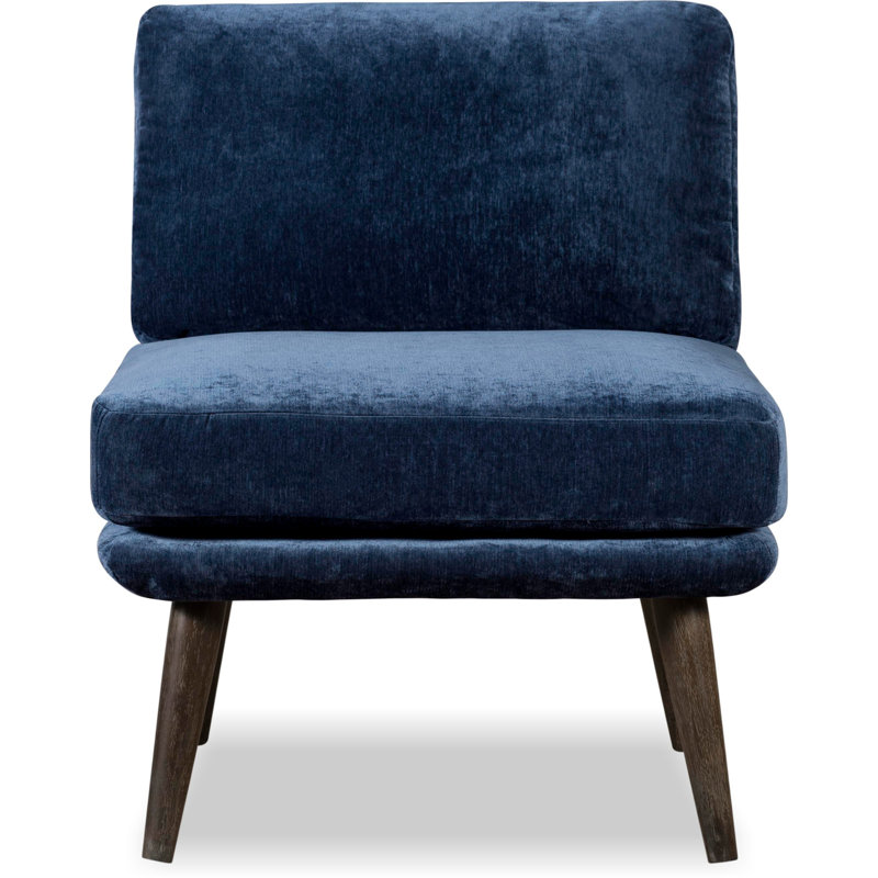 Fauteuil d'appoint sans accoudoirs Tommy Hilfiger Pelham, Mélange de lin concassé bleu marine