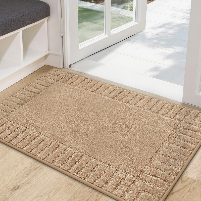 Tapis d'entrée antidérapant, antidérapant et résistant à la saleté, lavable à la machine, Beige, L 24 po x L 36 po