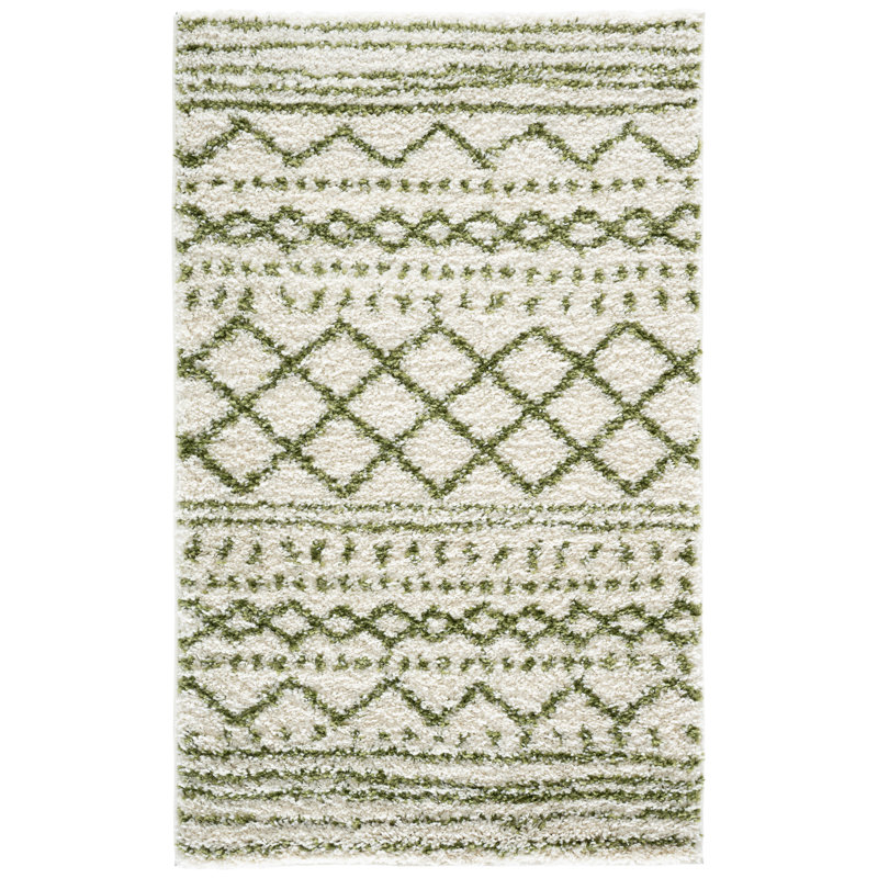 Develin Performance Chevron Rug, Rectangle 3'2" x 5', Ivory/Green