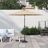 Jericho 96" Market Umbrella with Solar-Powered LEDs - Beige