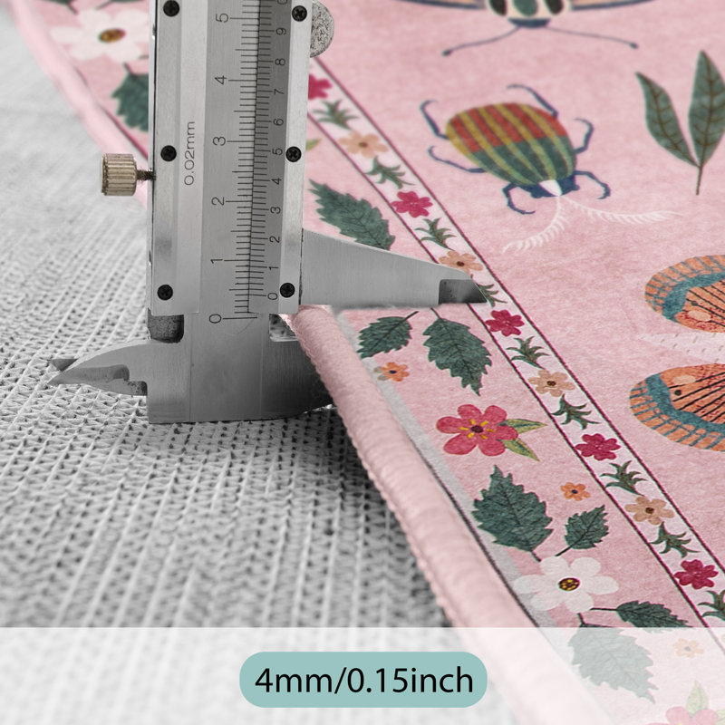Insect Print Washable Rugs for Living Room Ultra-Thin Non-Slip Modern Bedroom Large Carpet, Rectangle 8' x 10'