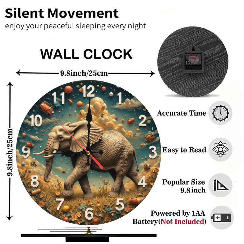 Elephant Clock Decor