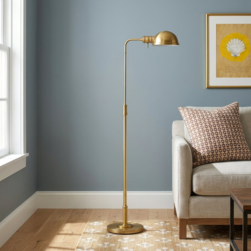 Sondra LeeRoy 43.25" Task/Reading Floor Lamp, Burnished Brass