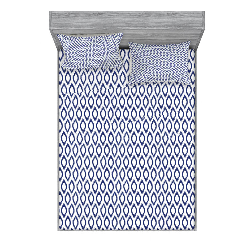 Microfiber Ikat Sheet Set, Queen Sheet Set with Fitted Sheet