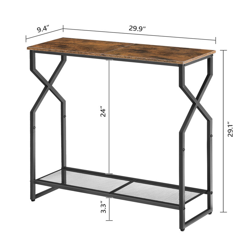 Iberia 9.4'' Solid Wood Top Console Table