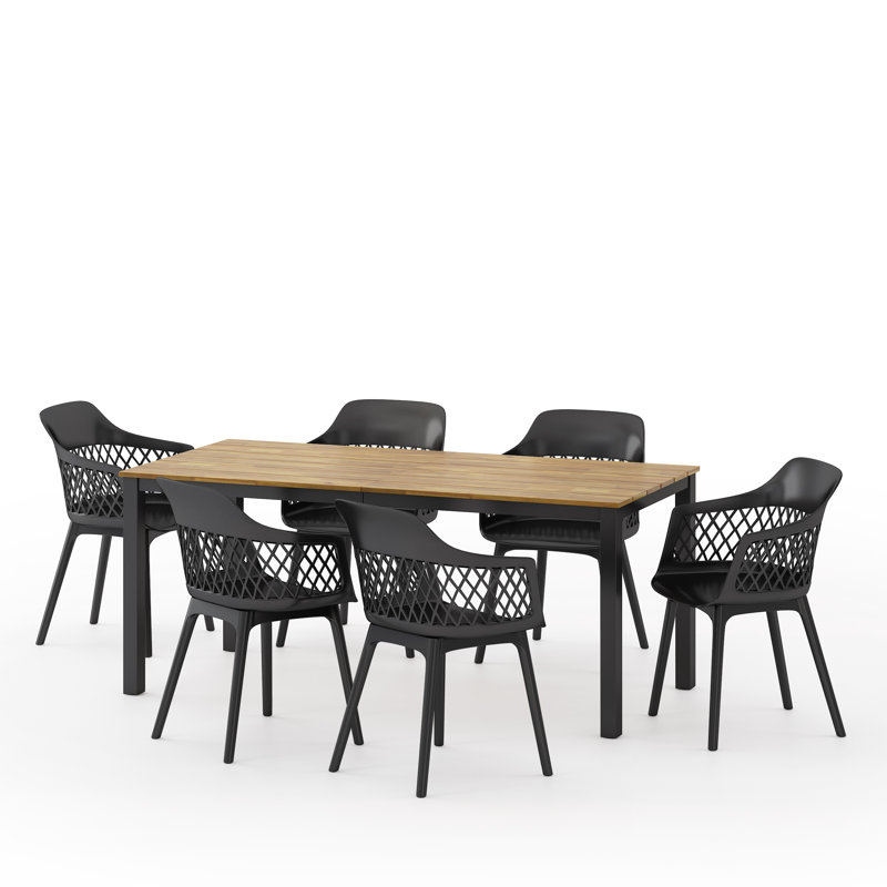 Oxbow 6 - Person Acacia Patio Dining Set with Rectangular Table