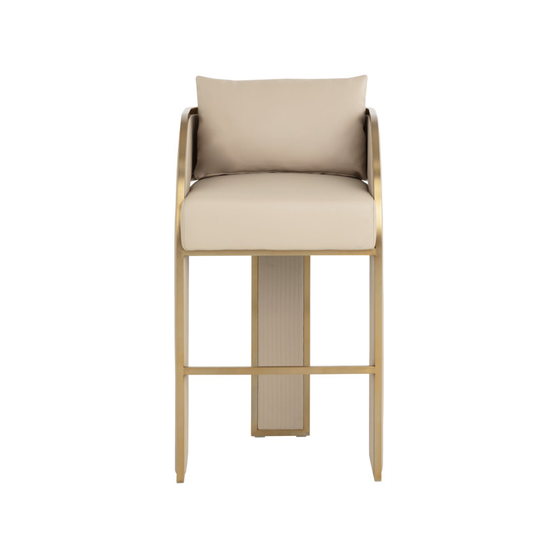BAZ Upholstered Stool, Bar Stool (30” Seat Height), Beige