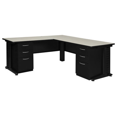 Bureau en L avec tiroir à double caisson Nevjana Fusion