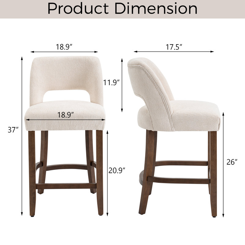 Bisto Upholstered Counter Height Bar Stool - Solid Wood