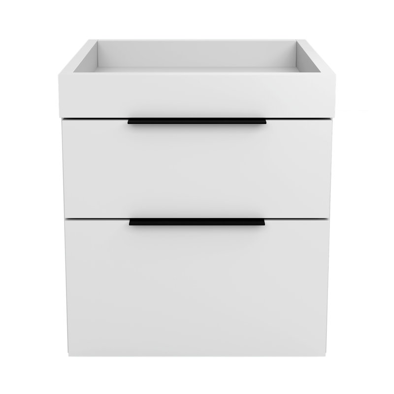 Capri Modern Double Drawer Low Profile Nightstand, White